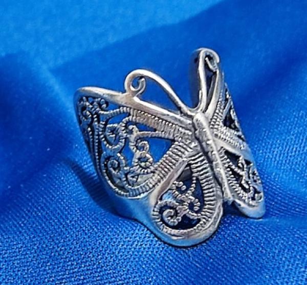 Anel borboleta prata 925