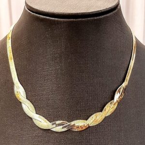 Colar snake ouro trançado semijoia 18K