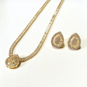 conjunto ouro com zircônia semijoia 18K
