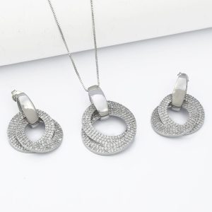 Conjunto prata com pedraria em zircônia