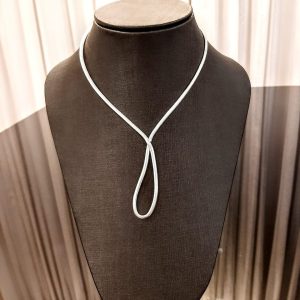 Colar gravata prata 925 semijoia