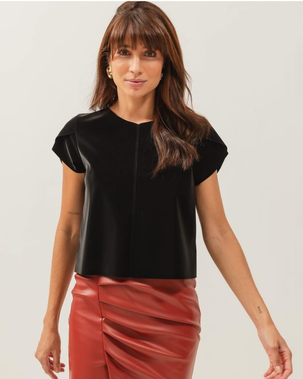 Blusa Couro Tecnologico Aveludado Preto