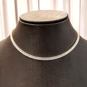 Colar ouro com pedras zircônia branca semijoia 18K153,9