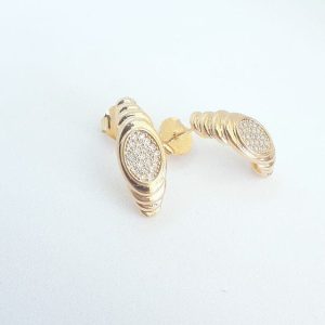Brinco ouro cravejado com zirconia semijoia 18K
