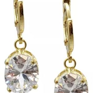 Brinco ouro com pedra zircônia semijoia 18K